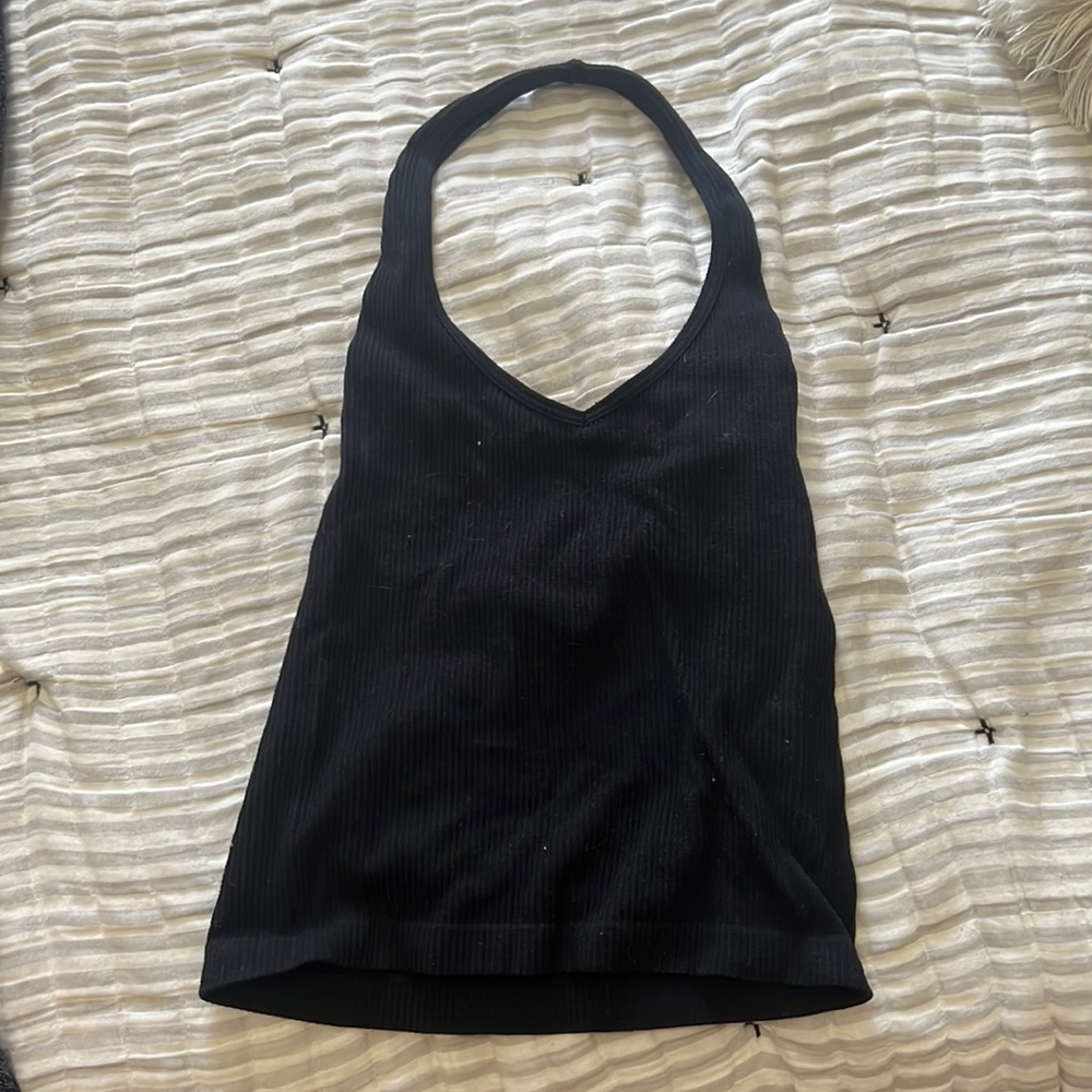 Black stretchy halter top
